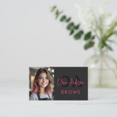 Carte De Visite Photo QR Code Eyebrows Brows Artiste Hot Pink Blac (Debout devant)