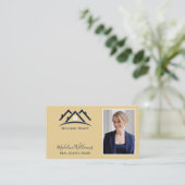 Carte De Visite Photo QR Code Gold Real Estate Agent (Debout devant)