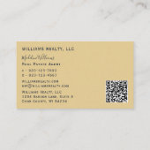 Carte De Visite Photo QR Code Gold Real Estate Agent (Dos)