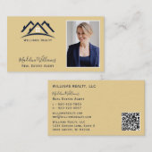 Carte De Visite Photo QR Code Gold Real Estate Agent (Devant / Derrière)