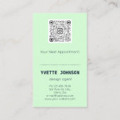 Carte De Visite Photo Qr Code Logo Professionnel Mint Green (Dos)