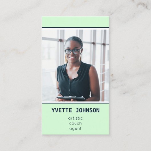 Carte De Visite Photo Qr Code Logo Professionnel Mint Green (Devant)
