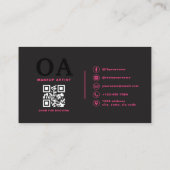Carte De Visite Photo QR Code maquillage Artiste Hot Pink Black (Dos)