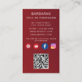 Carte de visite photo QR code moderne tendance (Dos)