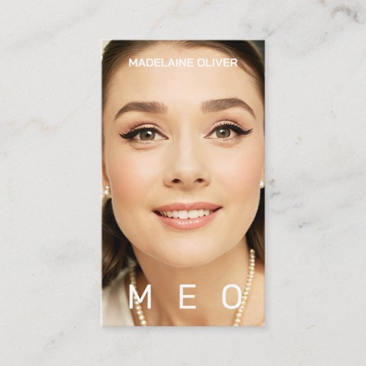 Carte De Visite Photo QR Code Monogramme Simple Élégant (Devant)