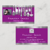 Carte De Visite Photo QR Code Personal Chef Cuisine Lounge (Devant / Derrière)