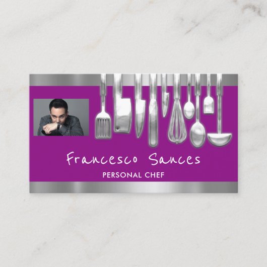 Carte De Visite Photo QR Code Personal Chef Cuisine Lounge (Devant)