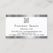 Carte De Visite Photo QR Code Personal Chef Cuisine Lounge Blanc (Dos)