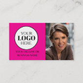 Carte De Visite Photo QR Code Pink Logo Simple (Devant)