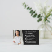 Carte De Visite Photo QR Code Professionnel Noir Moderne (Debout devant)