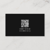 Carte De Visite Photo QR Code Professionnel Noir Moderne (Dos)