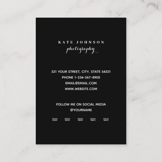 Carte De Visite Photo QR Code Script Custom Social Media Icônes (Dos)