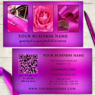 Carte de visite photo QR rose vif accrocheuse