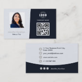 Carte De Visite Photo QRCode personnalisée professionnelle Marine (Devant / Derrière)