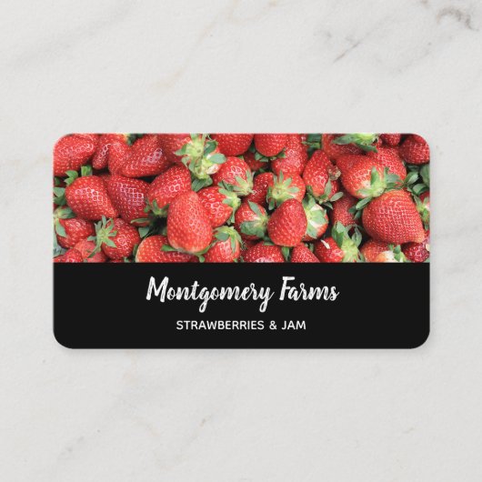 Carte De Visite Photo Red Juicy Strawberries (Devant)