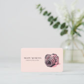 Carte De Visite Photo reflex rose tendance Personnalisée (Debout devant)