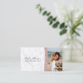 Carte De Visite Photo rose chic de marbre de parties scintillantes (Debout devant)