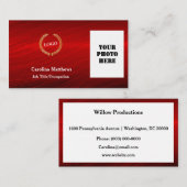 Carte De Visite Photo rouge du logo de l'entreprise (Devant / Derrière)