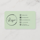 Carte De Visite Photo Sage Green QR Code (Dos)
