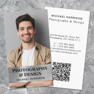Carte De Visite Photo Silver professionnel QR Code