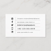 Carte De Visite Photo simple d'affaires de photographie (Dos)