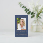 Carte De Visite Photo simple Gold Script Blue Prayer Card (Debout devant)