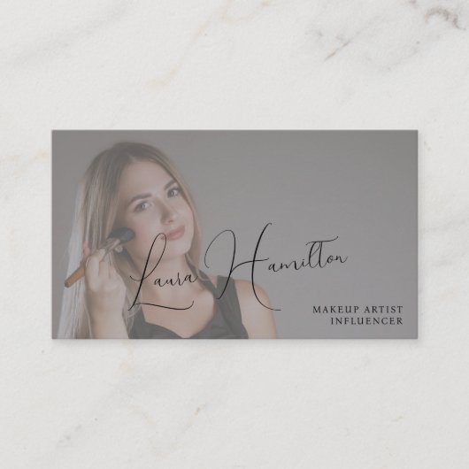 Carte De Visite Photo simple moderne script féminin QR code beauté (Devant)