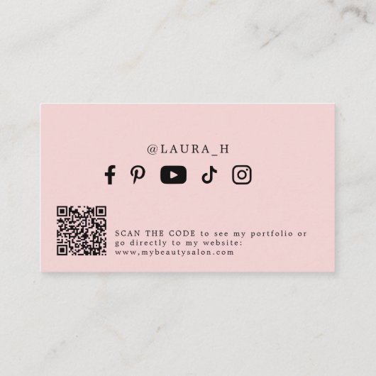 Carte De Visite Photo simple moderne script féminin QR code beauté (Dos)