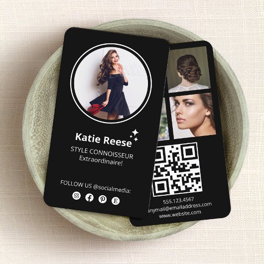 Carte De Visite Photo Social Media Black