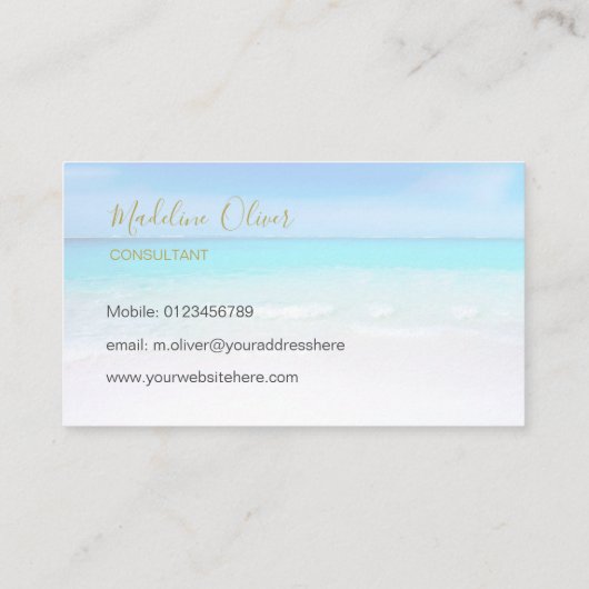 Carte De Visite Photo Travel Professionnel Gold Ocean Beach (Dos)