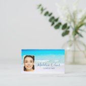 Carte De Visite Photo Travel Professionnel Ocean Beach Blue (Debout devant)