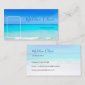Carte De Visite Photo Travel Professionnel Ocean Beach Blue (Devant / Derrière)