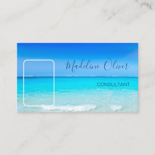 Carte De Visite Photo Travel Professionnel Ocean Beach Blue (Devant)