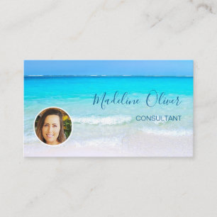 Carte De Visite Photo Travel Professionnel Ocean Beach Blue