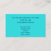 Carte De Visite Photo Unique Moderne Turquoise (Dos)