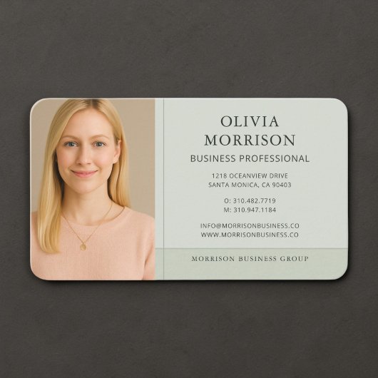 Carte De Visite Photo Vert Sauge