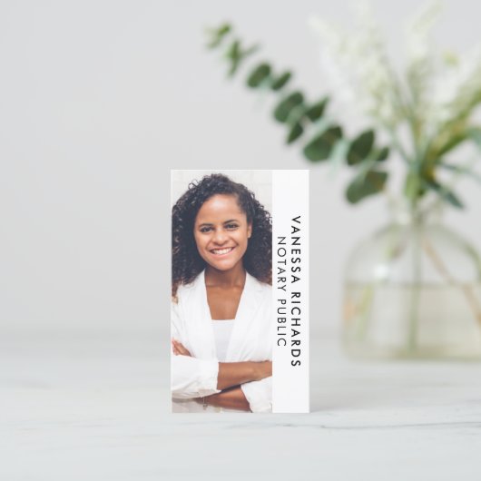 Carte De Visite Photo verticale moderne noir et blanc Code QR (Debout devant)