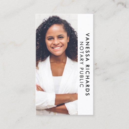 Carte De Visite Photo verticale moderne noir et blanc Code QR (Devant)