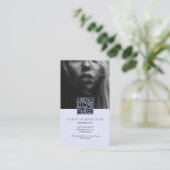 Carte De Visite Photo Violet violet minimal Code QR Logo (Debout devant)