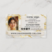 Carte De Visite Photo Wedding planner en marbre d'or chic (Dos)