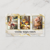 Carte De Visite Photo Wedding planner en marbre d'or chic (Devant)