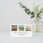 Carte De Visite Photo x3 texte et code ou logo QR (Debout devant)