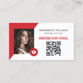 Carte De Visite Photo YouTube moderne (Dos)