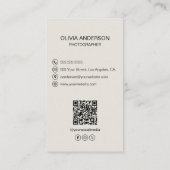 Carte De Visite Photographe 2 Photos Icônes remplaçables Code QR (Dos)