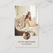 Carte De Visite Photographe 2 Photos Icônes remplaçables Code QR (Devant)