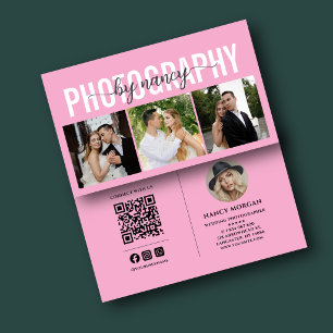 Carte De Visite Photographe 3 Grille de photos Code QR Photograph