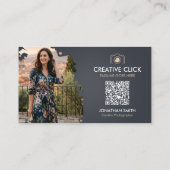 Carte De Visite Photographe à l'aquarelle moderne Code QR Ca (Dos)