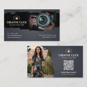 Carte De Visite Photographe à l'aquarelle moderne Code QR Ca