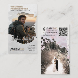 Carte De Visite Photographe à l'aquarelle moderne Code QR Ca