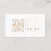 Carte De Visite Photographe Beige & Blanc Scannable Professionnel (Dos)